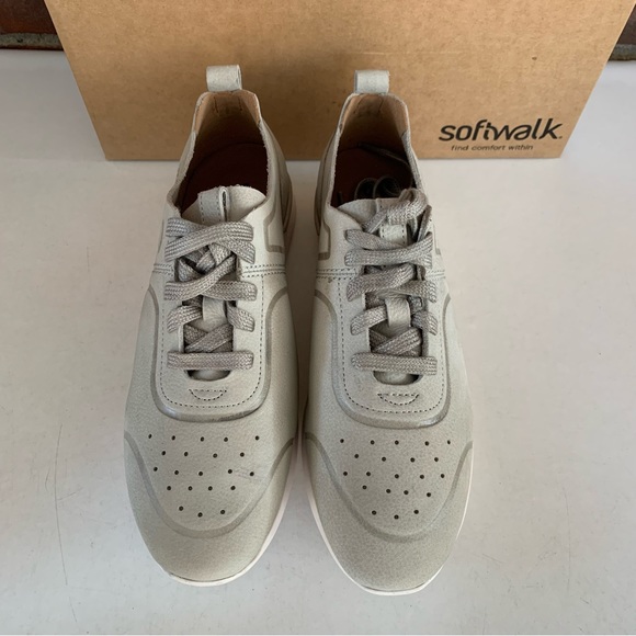 SoftWalk Womens Stella Grey Leather Athletic Training Lace Up Sneakers US 7.5 W - Picture 4 of 8